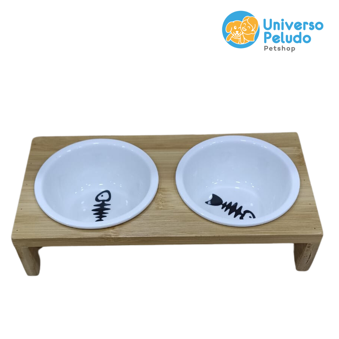 PLATO DOBLE MADERA Y LOZA