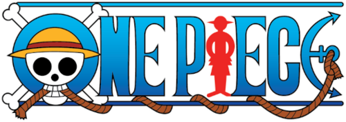 Official One Piece anime logo featuring the series title in blue lettering with a skull-and-straw-hat emblem and rope motif. Image © Eiichiro Oda/Shueisha, Toei Animation. Sourced via Wikipedia.