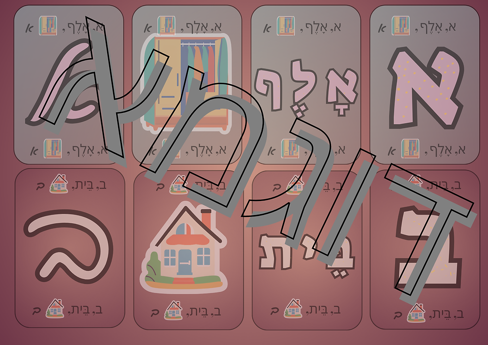 תמונה ממוזערת: דוגמה מתוך פעילות - דוגמה לרביעיות אותיות כתב ודפוס