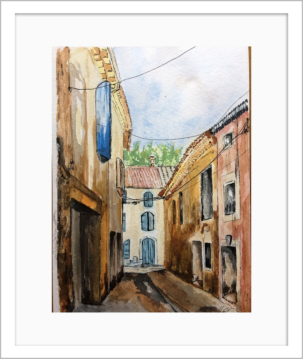 Thumbnail: Print -  Nissan Lez Enserune 1 Watercolour