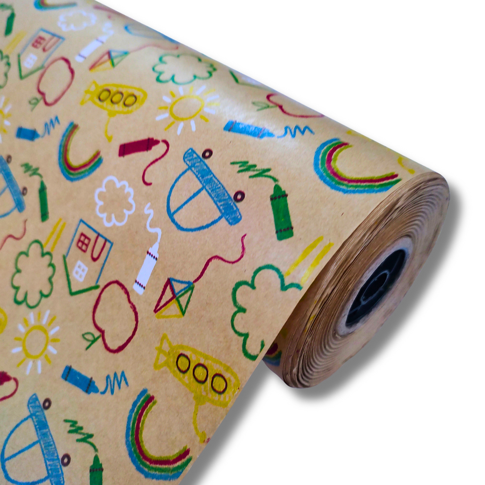 Miniatura: Papel De Presente Bobina Kraft Infantil