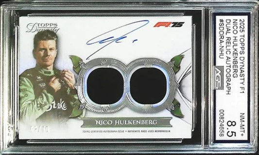 Nico Hulkenberg - AGS NM-MT 8.5 (2025 Topps Dynasty F1 Dual Relic Autograph)