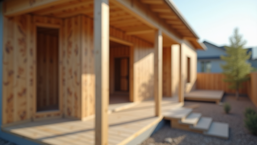 Close-up view of a residential home addition under construction