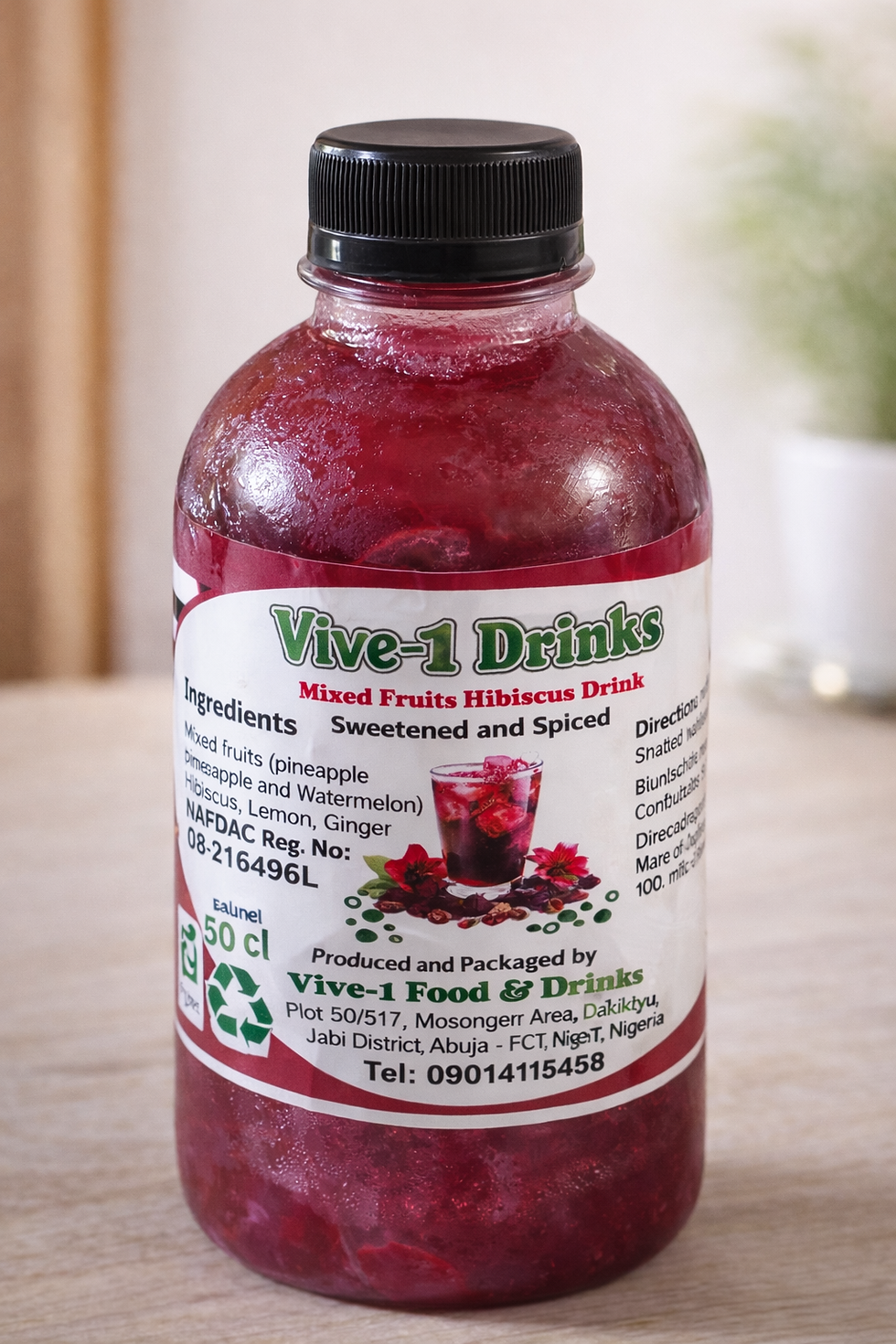 Vive-1 Drinks Mixed Fruits Hibiscus bottle, 50cl