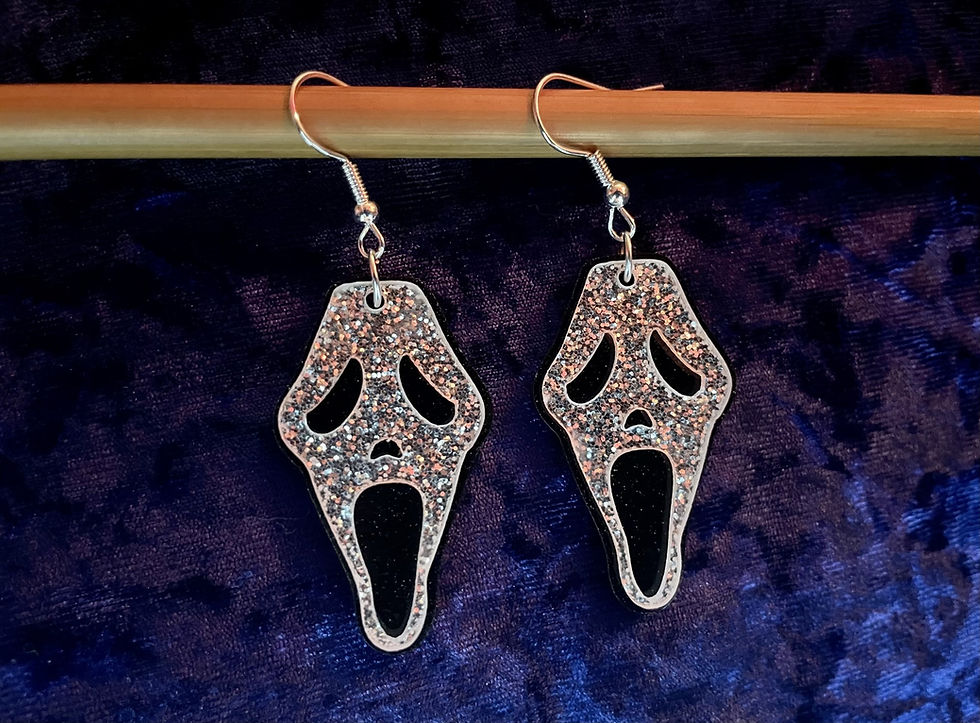 Glittery Ghostface Earrings