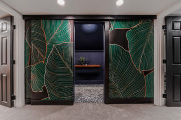 home staging in marquette park neighborhood of chicago wallpaper feature wall with hidden door to half bath