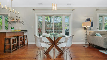 home staging of living and dining room in buena park neighborhood of chicago
