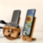 Thumbnail: Handgemaakte Bamboe Houder voor Telefoon en Tablet | Dubbele Instelhoek, Stijlvo