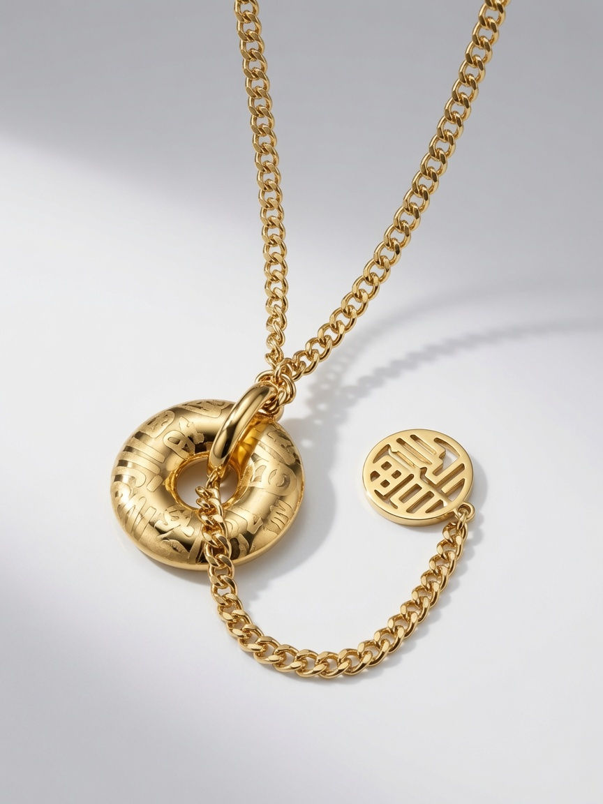 Miniature : Collier avec pendentif géométrique plaqué or