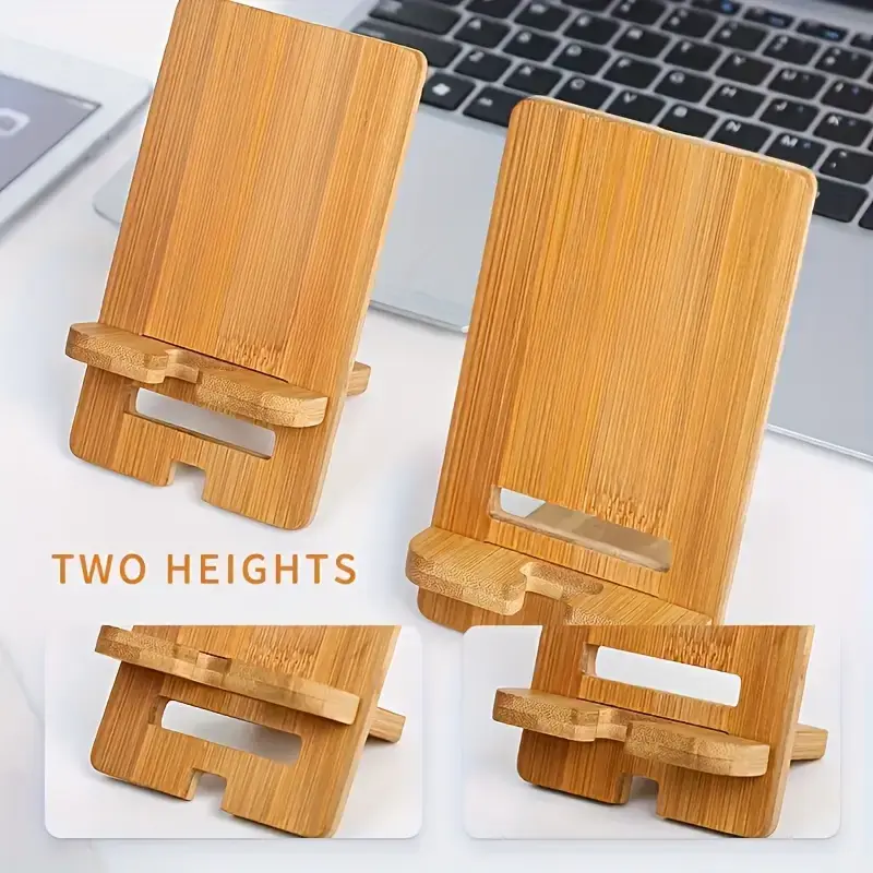 Miniature : Handgemaakte Bamboe Houder voor Telefoon en Tablet | Dubbele Instelhoek, Stijlvo