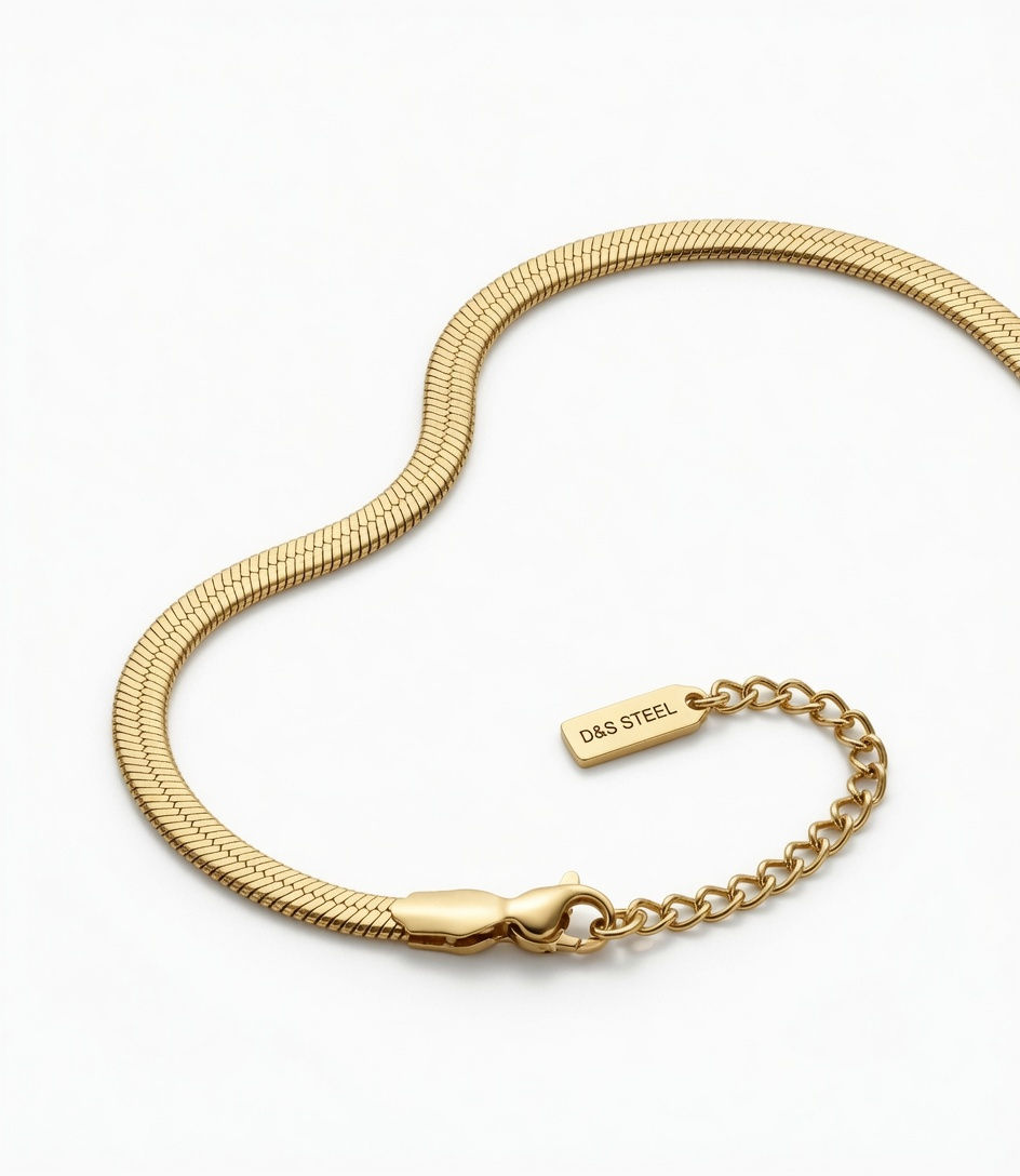 Thumbnail: Gold Style Plated Snake Chain Bracelet