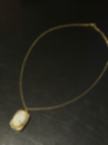 Gold-Style Plated 'White Marble' Pendant Necklace