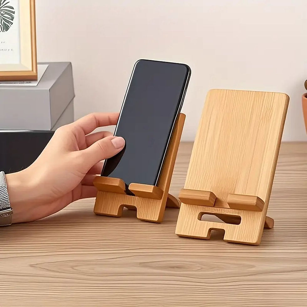 Miniature : Handgemaakte Bamboe Houder voor Telefoon en Tablet | Dubbele Instelhoek, Stijlvo