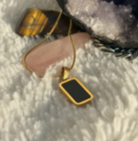 Gold Style Plated Black Onyx and White Marble Pendant Necklace
