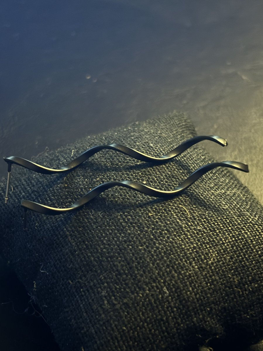 Thumbnail: Silver-Style Black Spiral Dangle Earrings