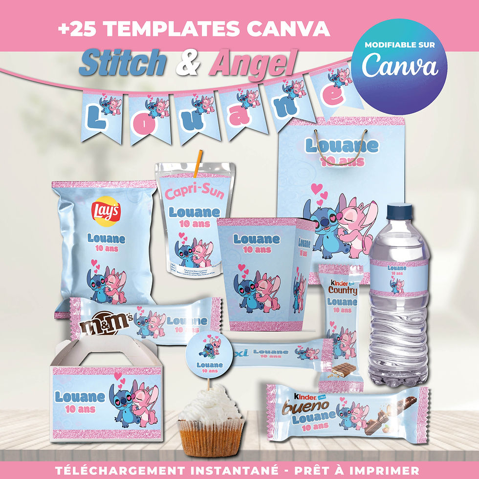 Miniature : Stitch & Angel - Pack +25 Templates Canva