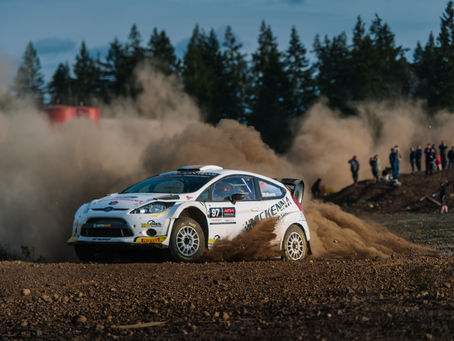 Barry McKenna and Leon Jordan lead dusty Olympus Rally heading into Sunday