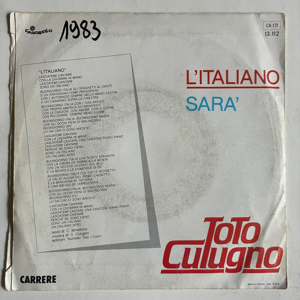 Küçük resim: Toto Cutugno – L'Italiano - 45'lik