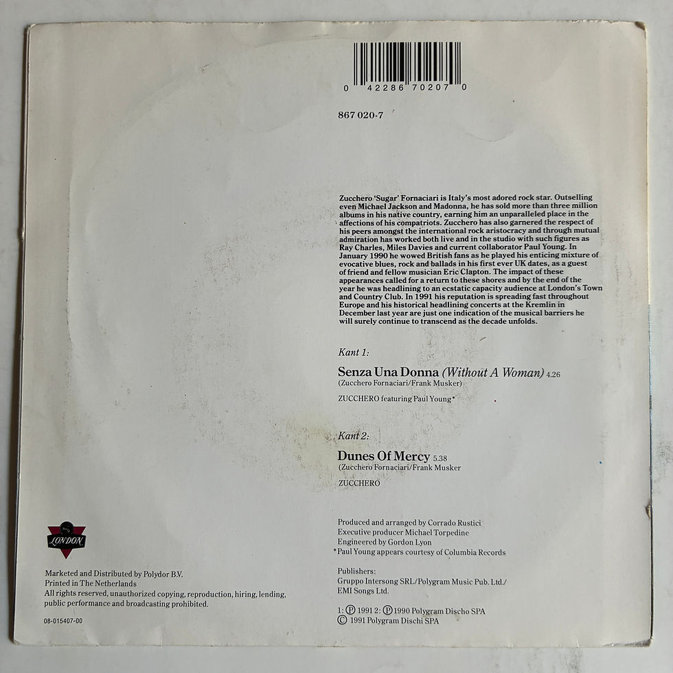 Küçük resim: Zucchero, Paul Young – Senza Una Donna (Without A Woman) - 45'lik