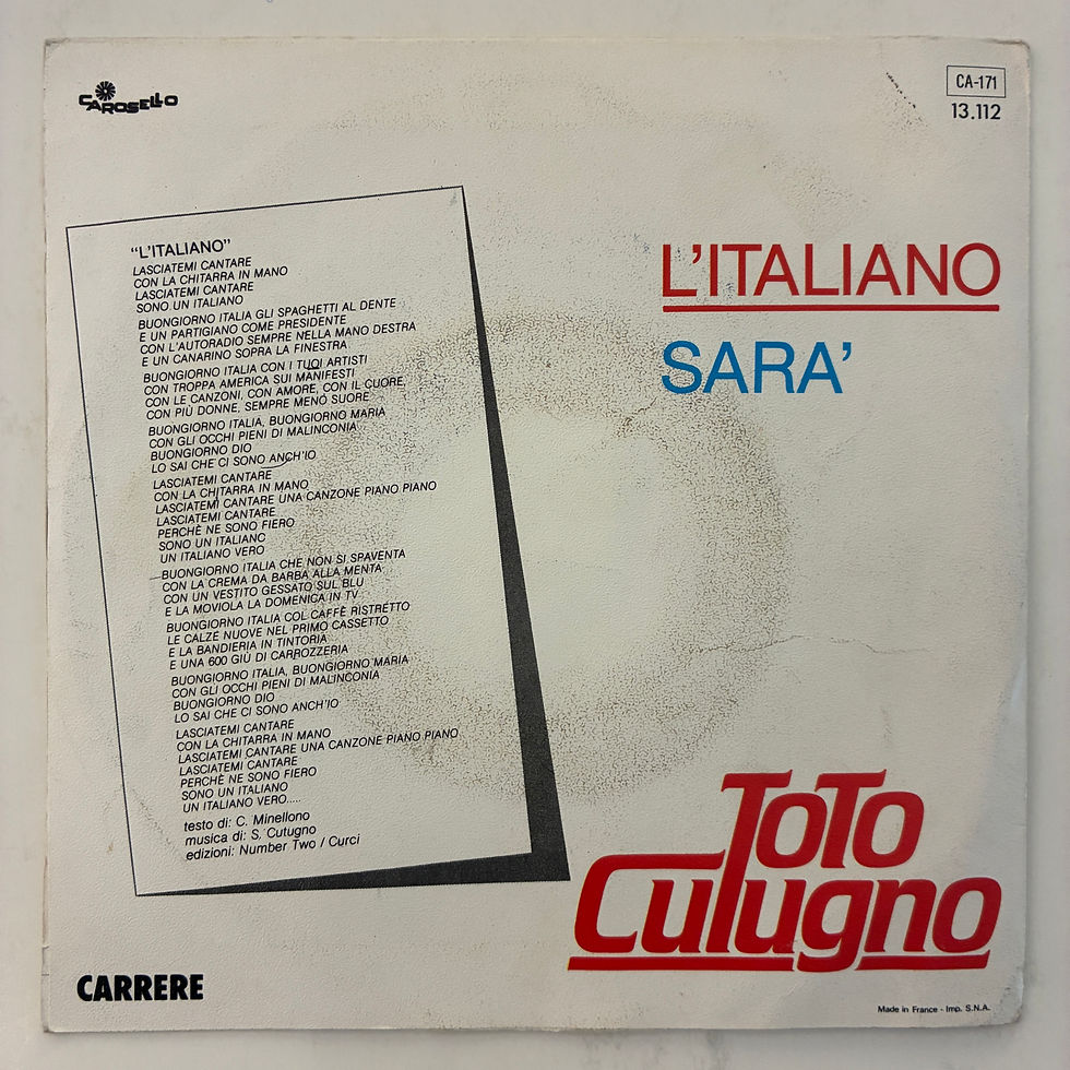 Küçük resim: Toto Cutugno – L'Italiano - 45'lik