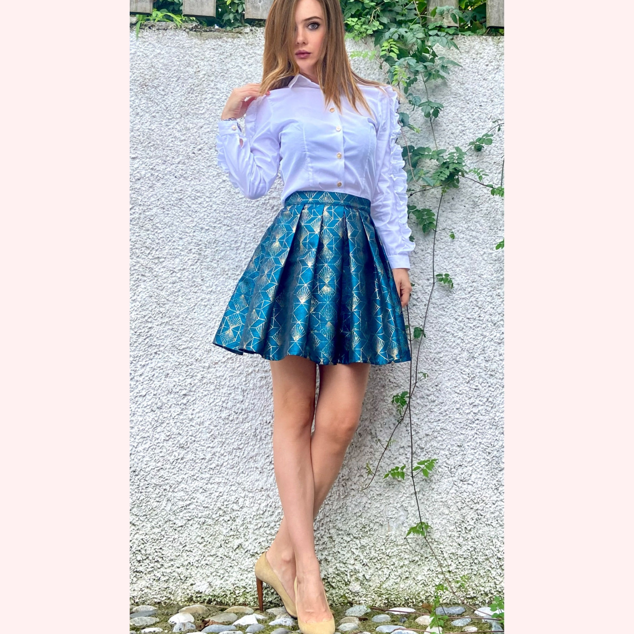 Minigonna a pieghe geometrycal 