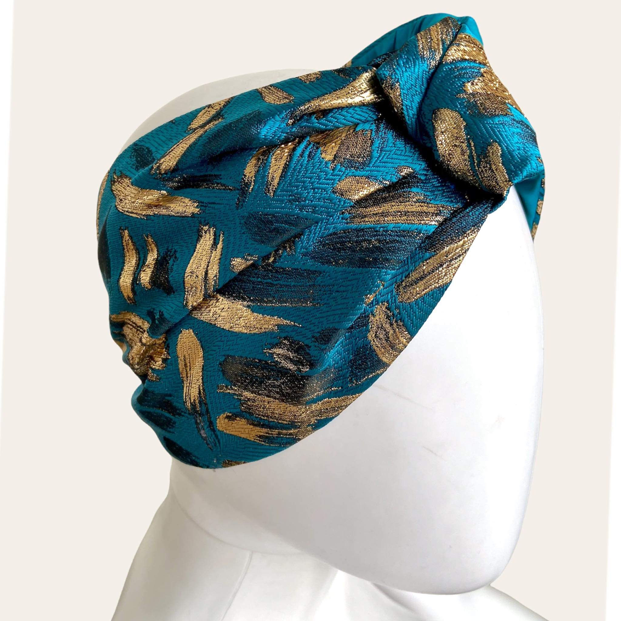 Fascia nodo jacquard turchese