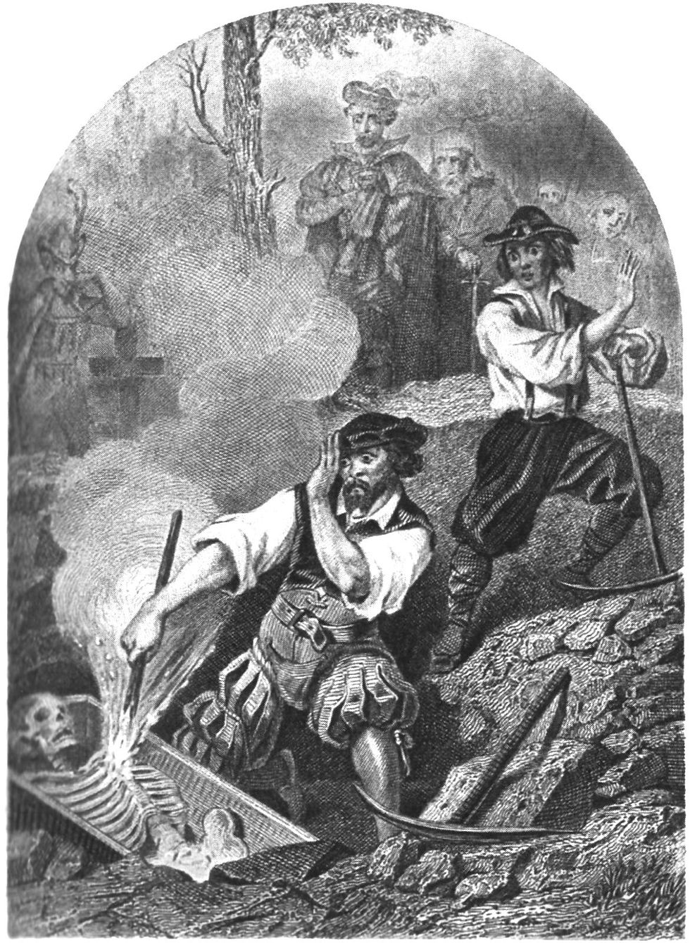 Nineteenth-century engraving Le Vampire (1864) depicting a scene inspired by vampire folklore.