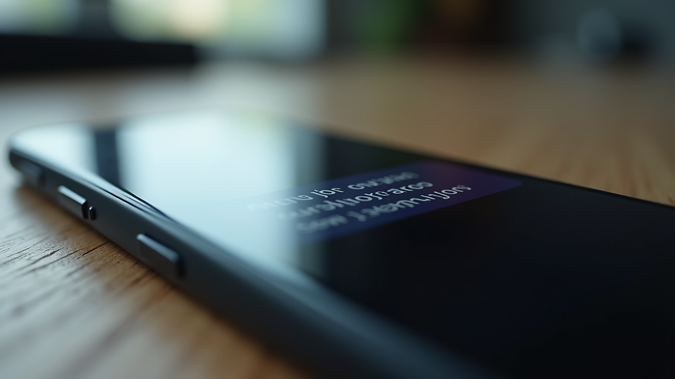 Close-up view of a smartphone screen showing an SMS alert for a new job