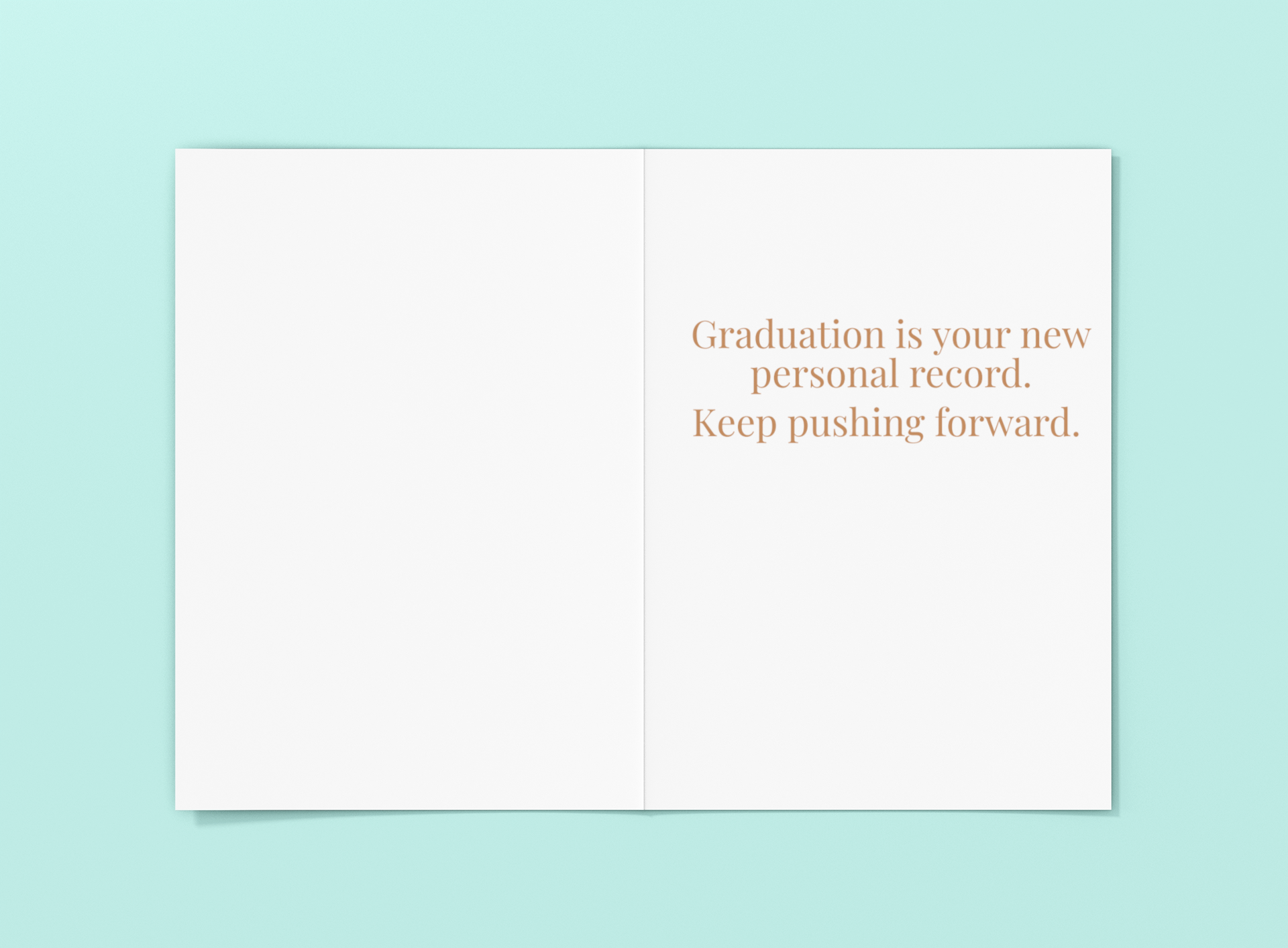 Open swim graduation card showing front and inside, printable 5x7 folded greeting card