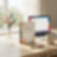 Floral one-on-one meeting notebook standing on a desk beside a laptop, vase of flowers, and mug in a bright workspace