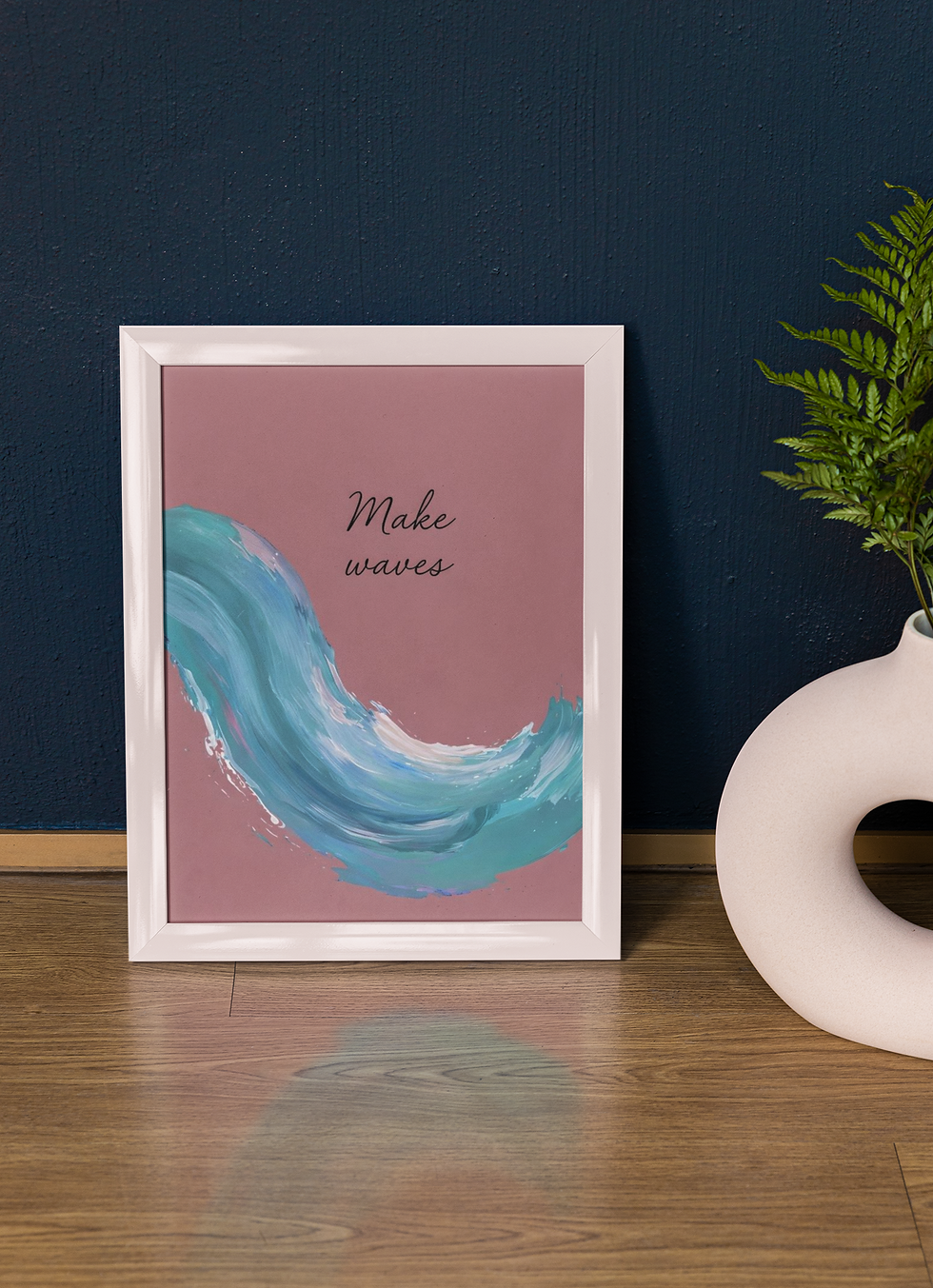 Thumbnail: Make Waves printable wall art in frame on wood surface with modern decor