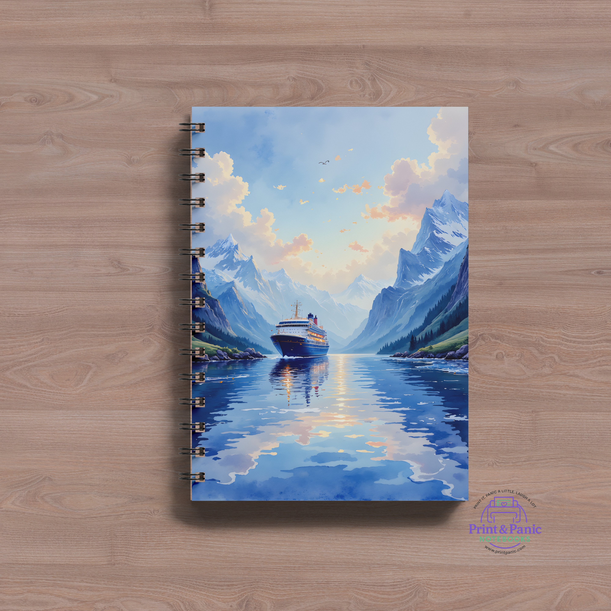 Glacier Bay cruise journal spiral notebook with blue mountain cruise ship cover