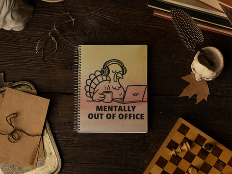Mentally Out of Office funny office notebook by Print & Panic, spiral bound lined journal for work notes and office humor.