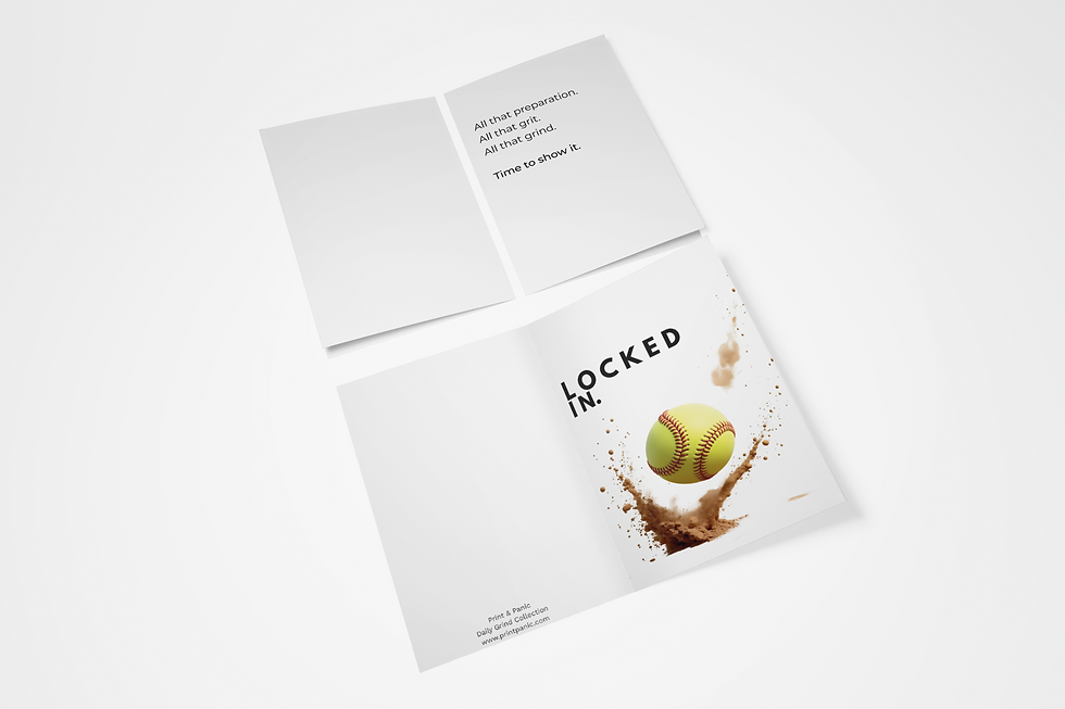 Thumbnail: Printable softball good luck card open view showing inside message for game day encouragement