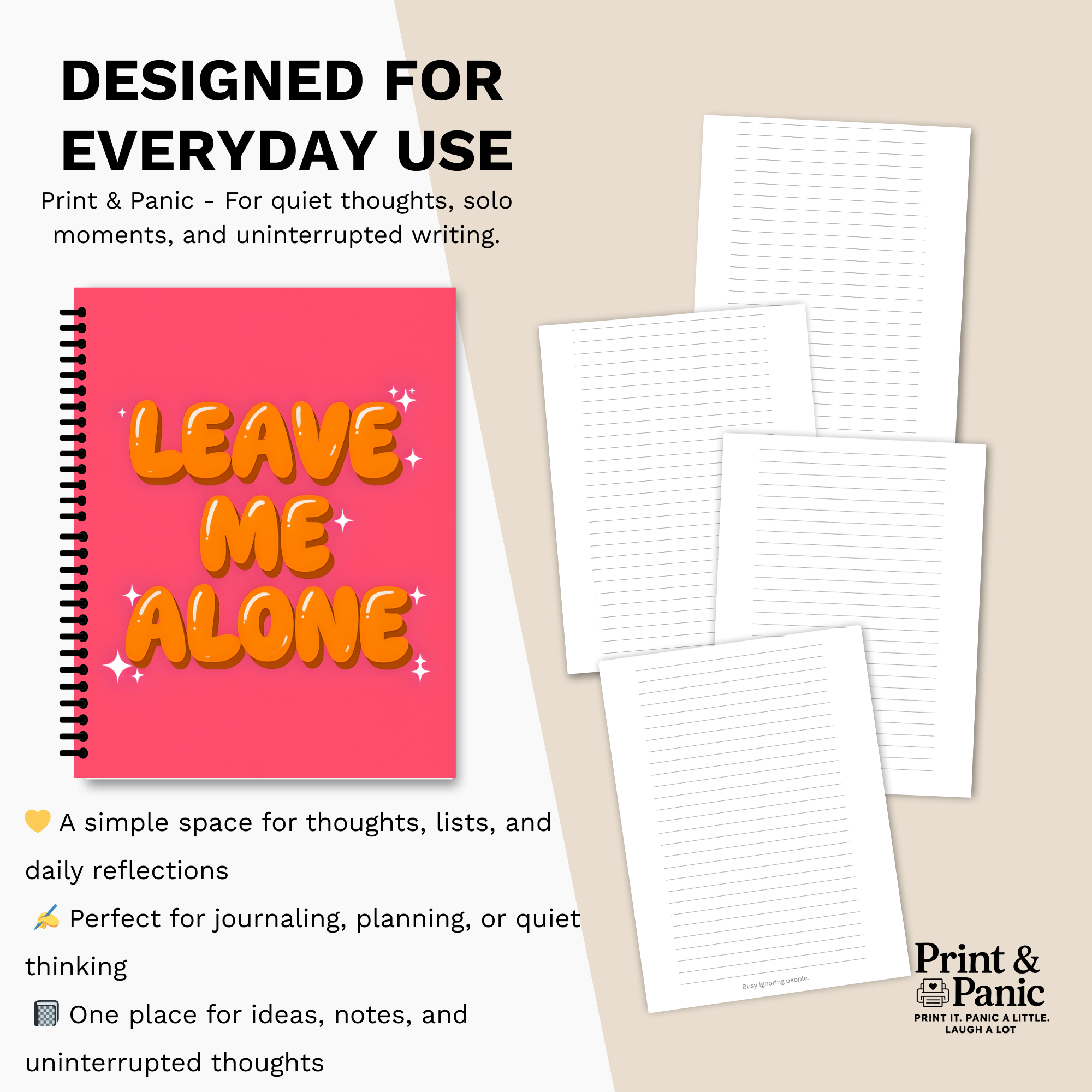 Sarcastic spiral notebook designed for everyday writing, notes, and planning.