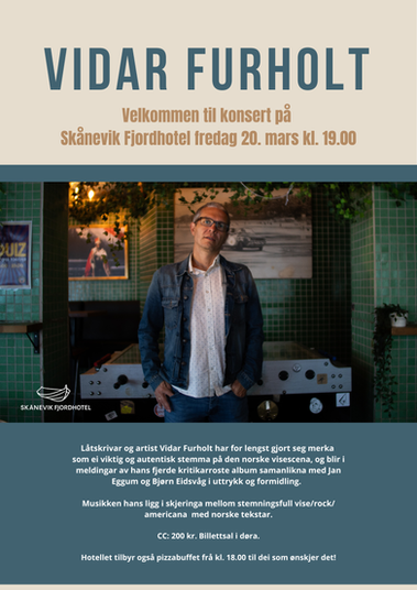 20. mars, 2026: Konsert med Vidar Furholt