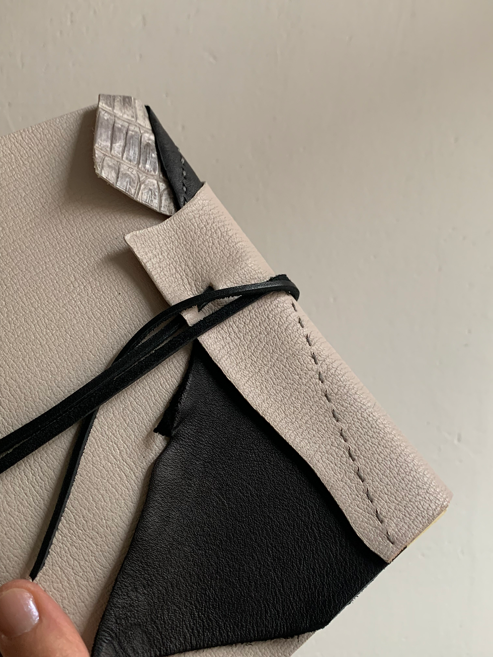 Thumbnail: Black and White Wrap Leather Journal