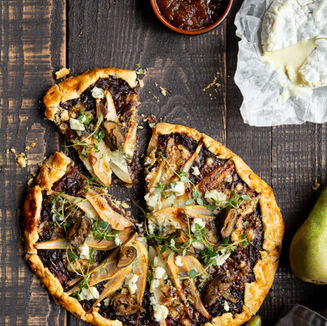 Pear, Caramelised Onion and Blue Cheese Gallette