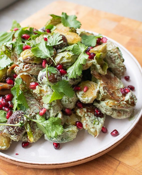 Festive Crispy Potato Salad with Green Goddess Dressing