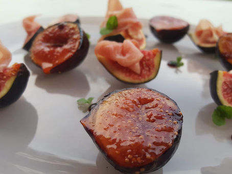 Figues de Solies-Pont (83), au jambon cru et caramélisées.