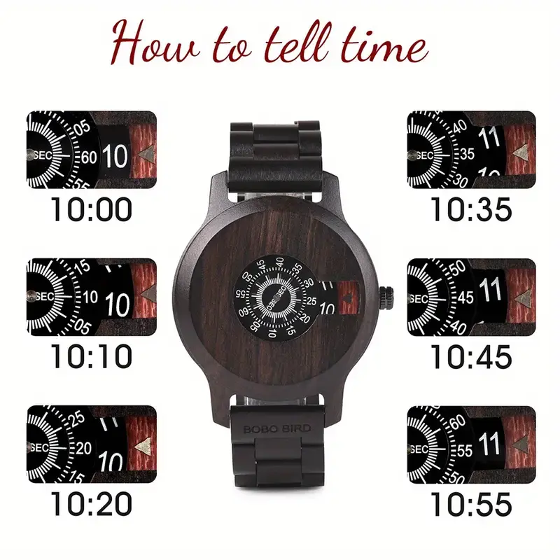 Thumbnail: BOBOBIRD Modern Wooden Round Quartz Wristwatch
