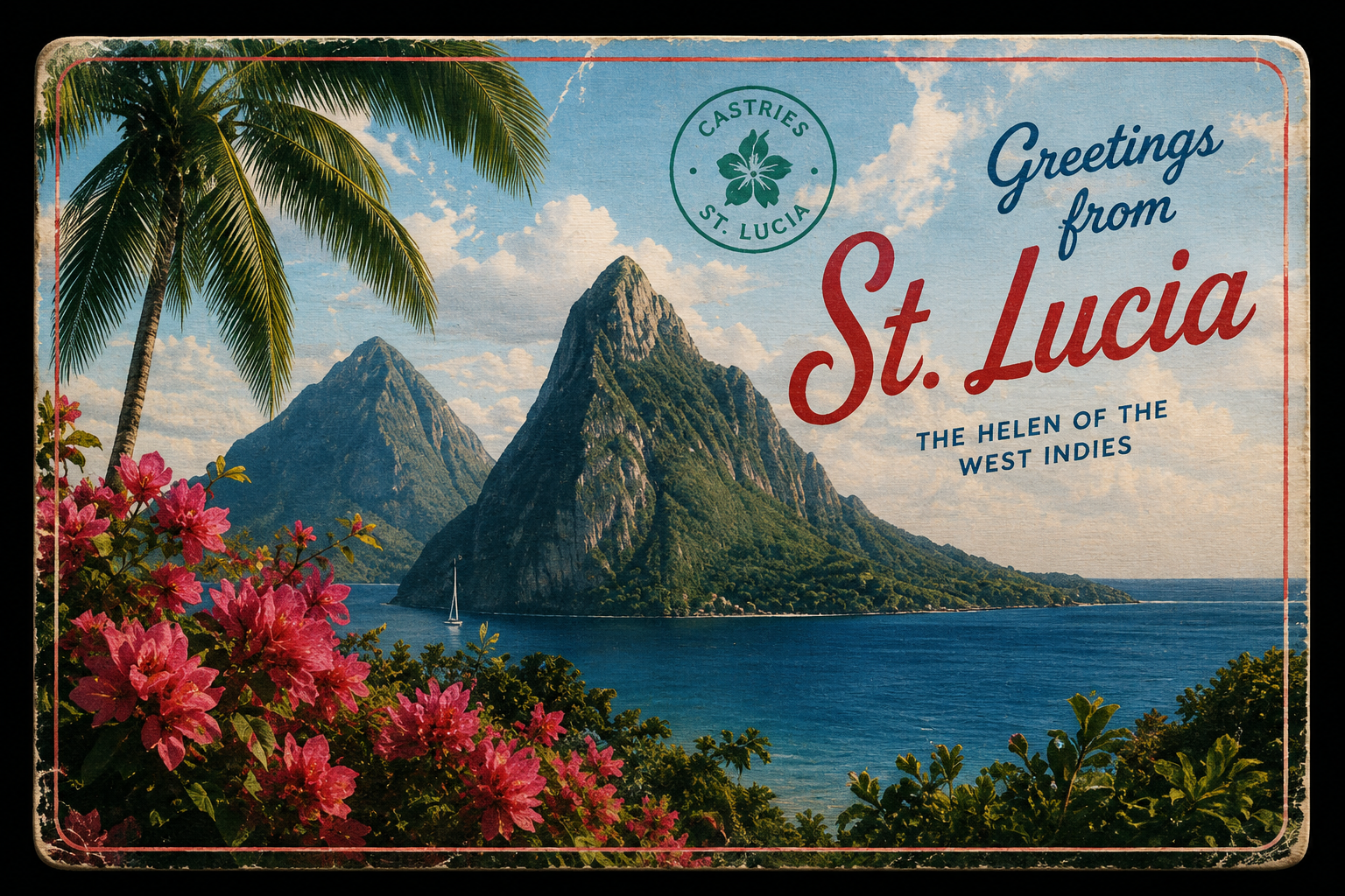 Vintage postcard from St. Lucia