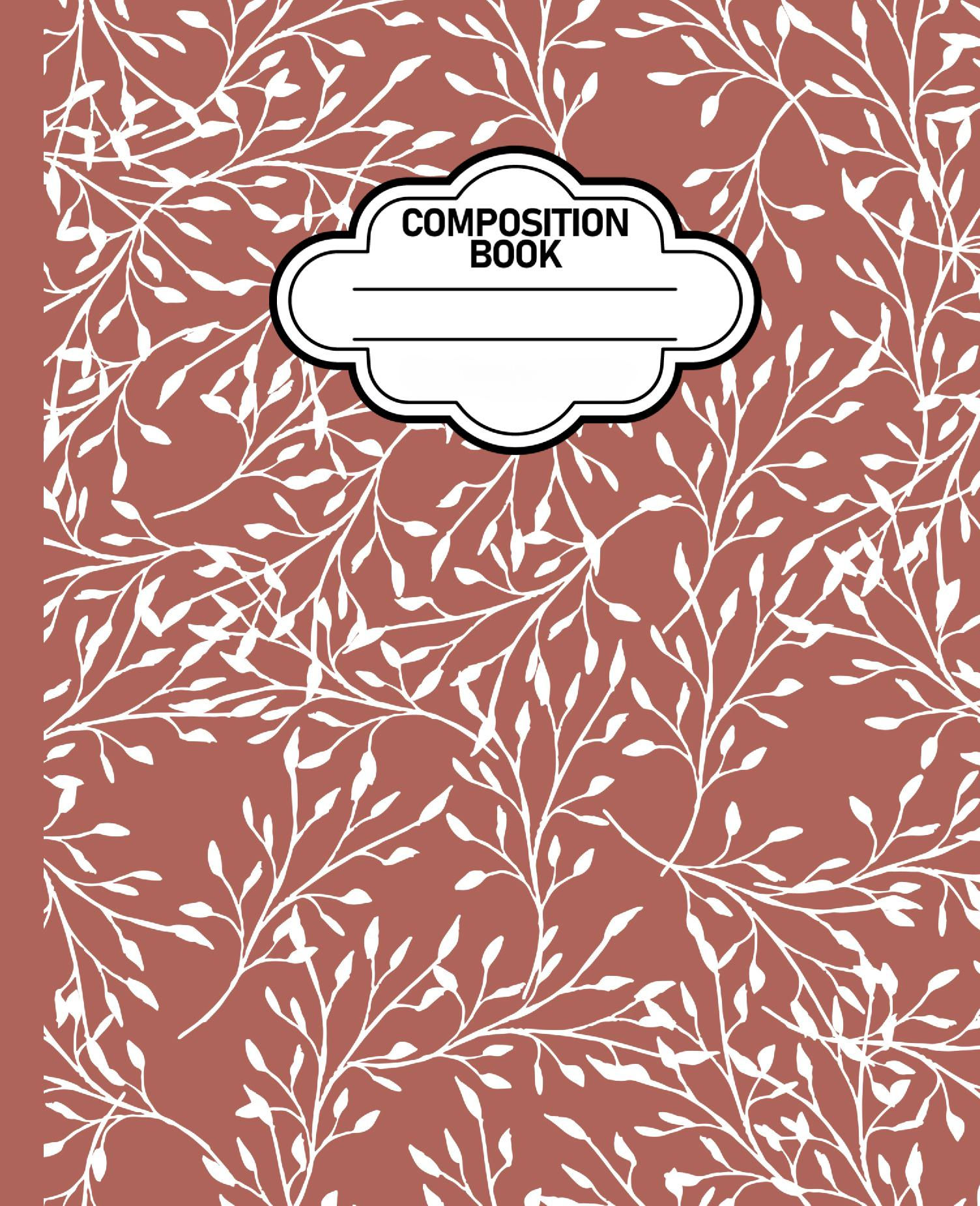 Composition Notebook: Boho Floral Red