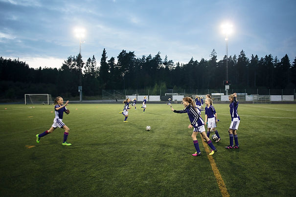 Girls Soccer Team Practising