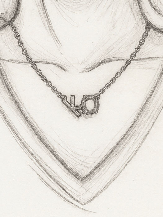 Necklace with VO initial pendant