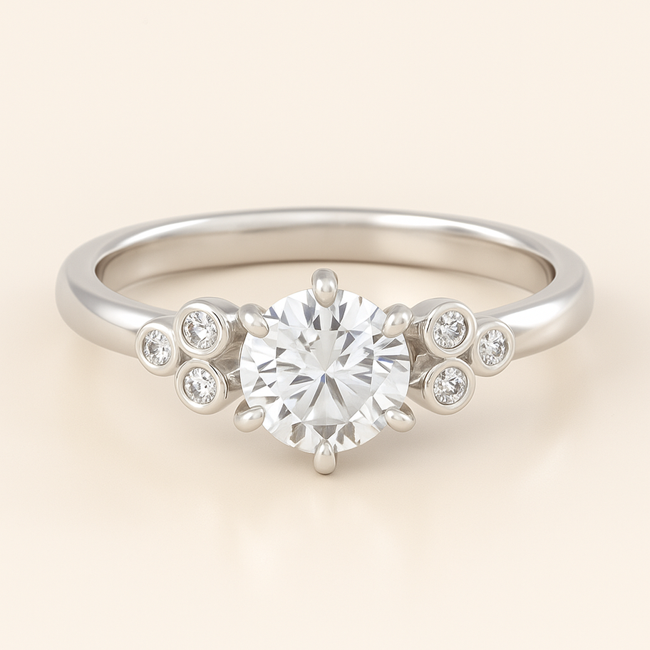 Elegant lab-grown diamond ring with side stones