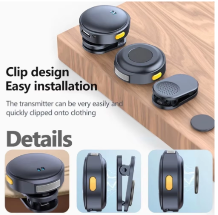 Miniatura: Mini Microfone de Lapela Sem Fio Magnético Profissional