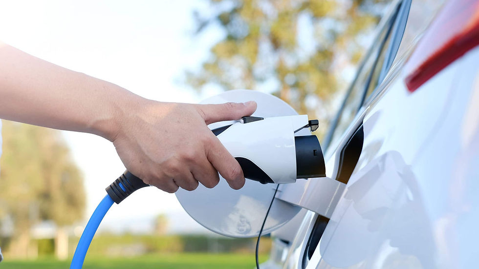 close up shot of someone charging their car