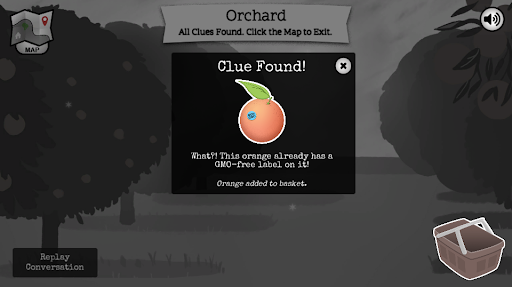 A clue is found about an orange in the groves.