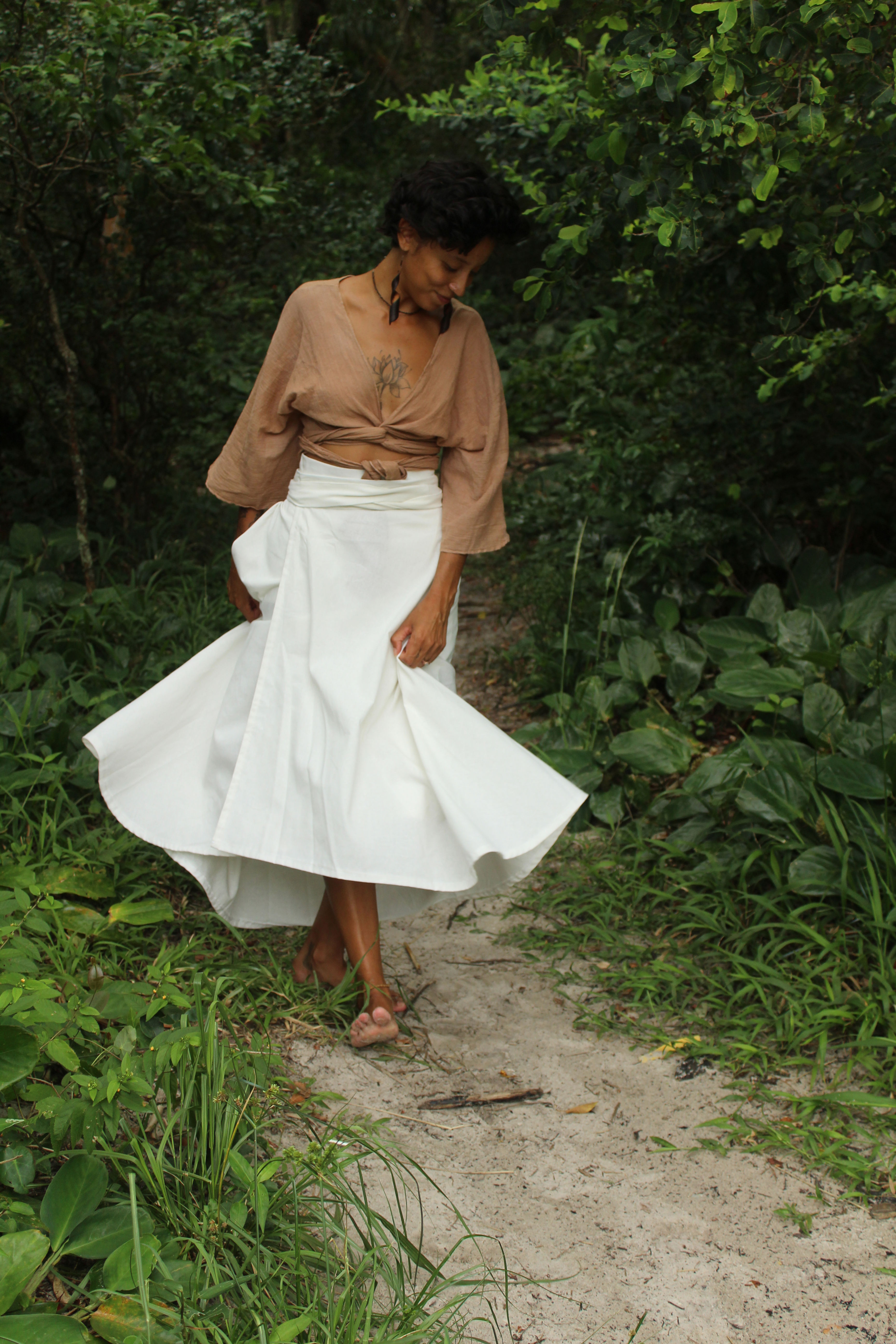 saia cigana crua - linho com viscose